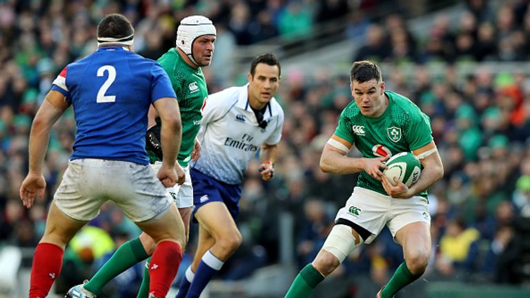 Johnny Sexton scored his first Test try for Ireland since 2015