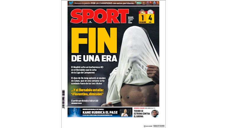 Front page of SPORT