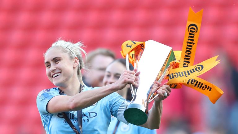  during the FA Women's Continental League Cup Final between Arsenal and Manchester City Women at Bramall Lane on February 23, 2019 in Sheffield, England.
