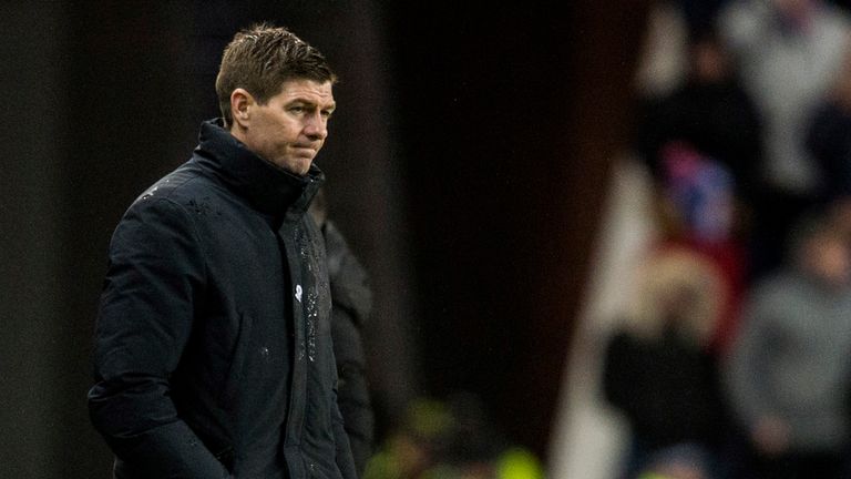Rangers manager Steven Gerrard looks on glumly