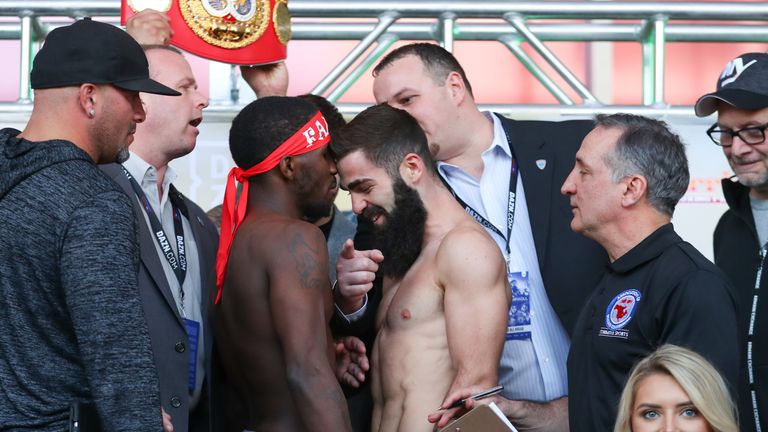 Tevin Farmer and Jono Carroll go face-to-face ahead of their super featherweight showdown.