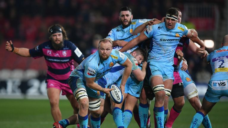 GLOUCESTER, ENGLAND - DECEMBER 14: during the Champions Cup match between Gloucester Rugby and Exeter Chiefs at Kingsholm Stadium on December 14, 2018 in Gloucester, United Kingdom. (Photo by Dan Mullan/Getty Images)