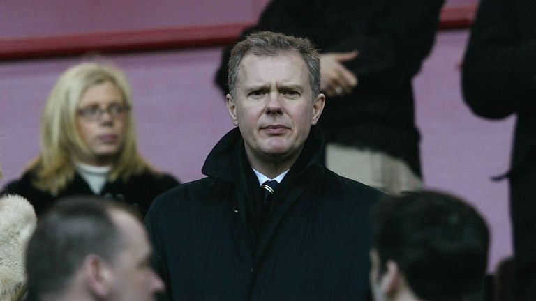 BIRMINGHAM, ENGLAND - FEBRUARY 7: Trevor Birch Leeds Chief Executive watches the FA Barclaycard Premiership match between Aston Villa and Leeds United at Villa Park on February 7, 2004 in Birmingham, England.  (Photo by Clive Brunskill/Getty Images) *** Local Caption *** Trevor Birch 