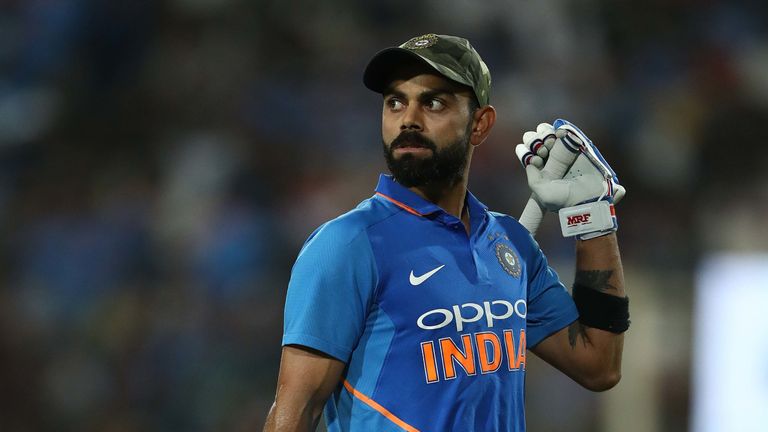 Virat Kohli of India walks off after he was dismissed during game three of the One Day International series between India and Australia at JSCA International Stadium Complex on March 08, 2019 in Ranchi, India