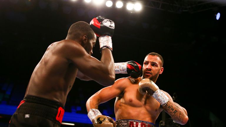 Lawrence Okolie and Wadi Camacho during their cruiserweight unification clash