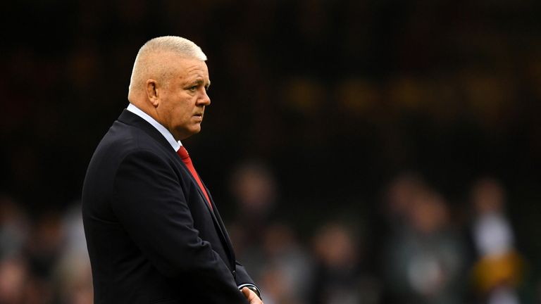 Warren Gatland head coach of Wales looks on during the Guinness Six Nations match between Wales and England at Principality Stadium on February 23, 2019 in Cardiff, Wales.