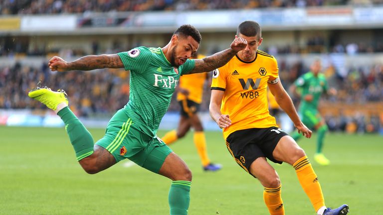  during the Premier League match between Wolverhampton Wanderers and Watford FC at Molineux on October 20, 2018 in Wolverhampton, United Kingdom.