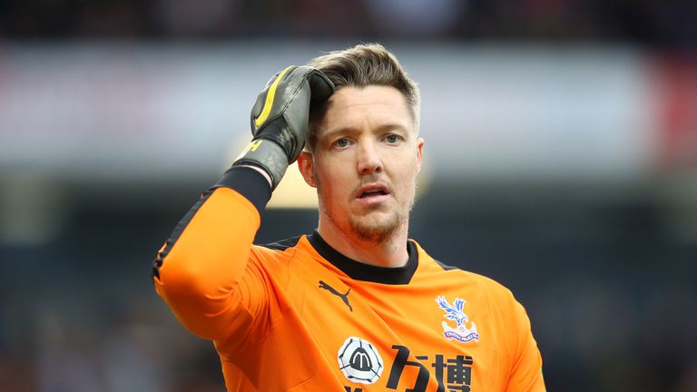 Crystal Palace goalkeeper Wayne Hennessey during Premier League game with Burnley at Turf Moor