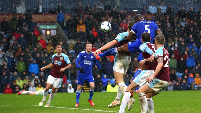 Wes Morgan heads in Leicester's winner