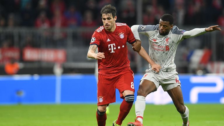 Wijnaldum gets to grips with Javi Martinez during the last 16 second-leg 