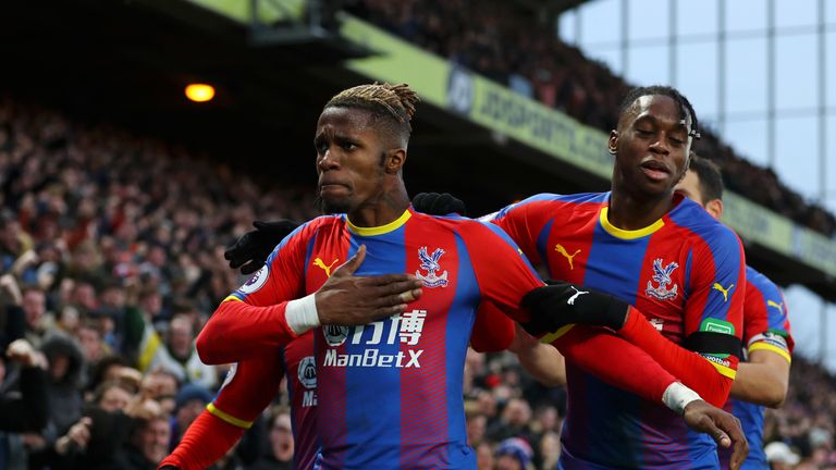 Wilfried Zaha during the Premier League match between Crystal Palace and West Ham United at Selhurst Park on February 9, 2019 in London, United Kingdom.