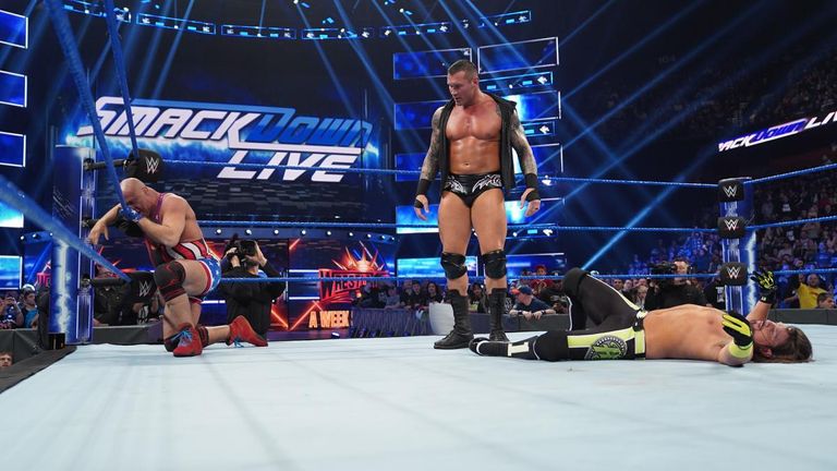 Randy Orton interferes match between Kurt Angle and AJ Styles