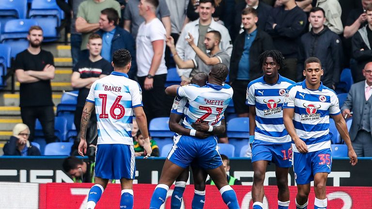 Reading's Yakou Meite celebrates scoring his side's first goal during the Sky Bet Championship match against Preston North End