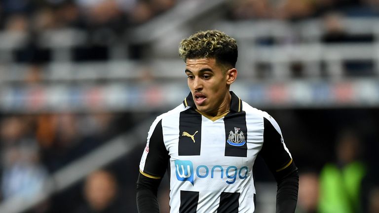 Yasin Ben El-Mhanni of Newcastle United during The Emirates FA Cup Third Round Replay between Newcastle United and Birmingham City at St James' Park on January 18, 2017 in Newcastle upon Tyne, England.