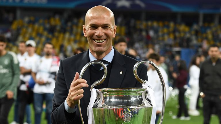 Zidane with the Champions League trophy