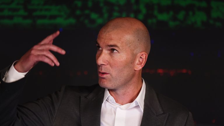 Zinedine Zidane is unveiled as new Real Madrid manager at Estadio Santiago Bernabeu on March 11, 2019 in Madrid, Spain