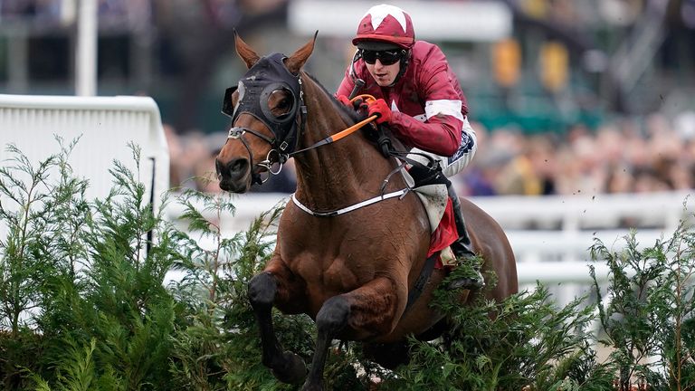Keith Donoghue riding Tiger Roll clear the last to win the Glenfarclas Chase at Cheltenham 