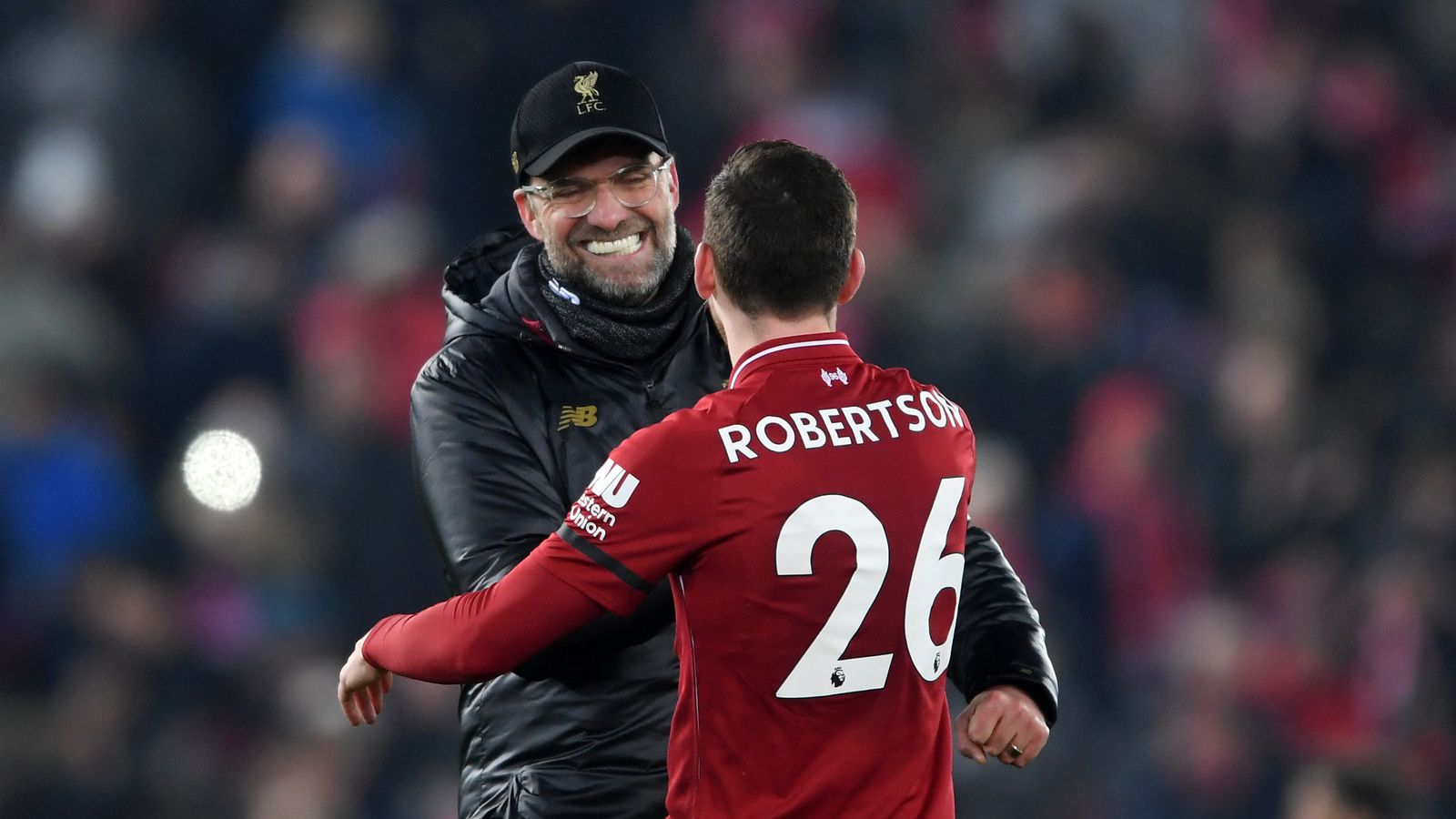 Sky Sports reporter notices Robertson hugging Klopp before coming on