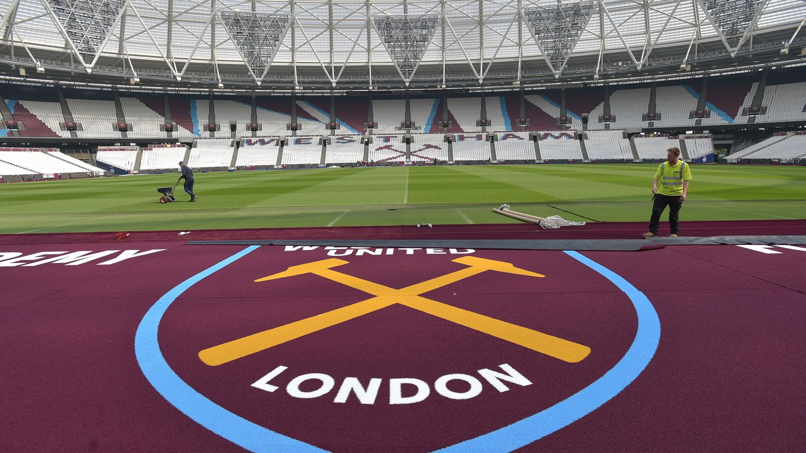 West Ham lay claret pitch surround at London Stadium