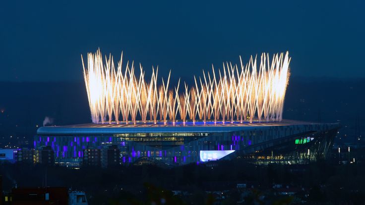 A firework display ahead of kick off at the Tottenham Hotspur Stadium