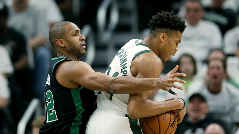Al Horford wraps up Giannis Antetokounmpo in Game 1