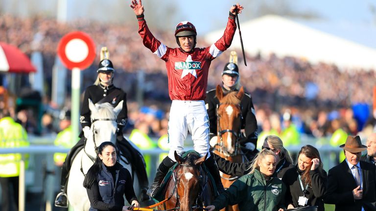 Davy Russell celebrates Tiger Roll's Grand National win - but the bookmakers didn't