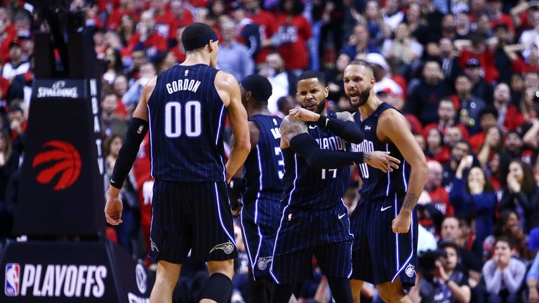 DJ Augustin celebrates his Game 1 game-winner in Toronto