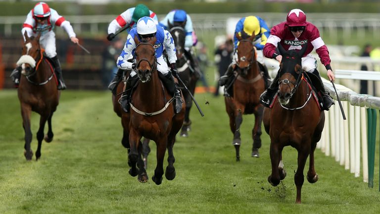 Felix Desjy ridden by Jack Kennedy wins the Betway Top Novices' Hurdle during Ladies Day of the 2019 Randox Health Grand National Festival at Aintree Racecourse. PRESS ASSOCIATION Photo. Picture date: Friday April 5, 2019. See PA story RACING Aintree. Photo credit should read: Paul Harding/PA Wire. RESTRICTIONS: Editorial Use only, commercial use is subject to prior permission from The Jockey Club/Aintree Racecourse.