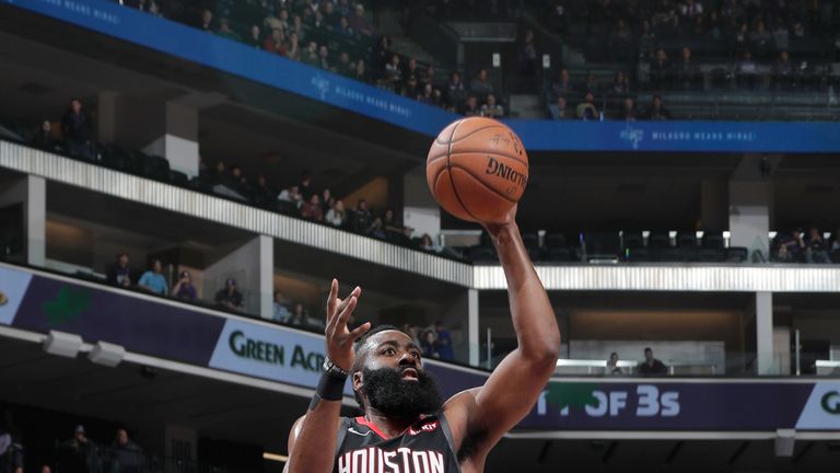 James Harden lofts a floater against the Sacramento Kings