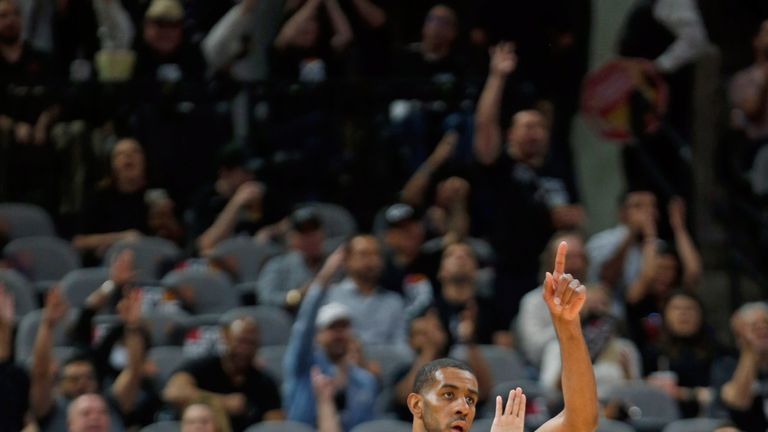 LaMarcus Aldridge celebrates a basket during the Spurs' Game 6 win over Denver