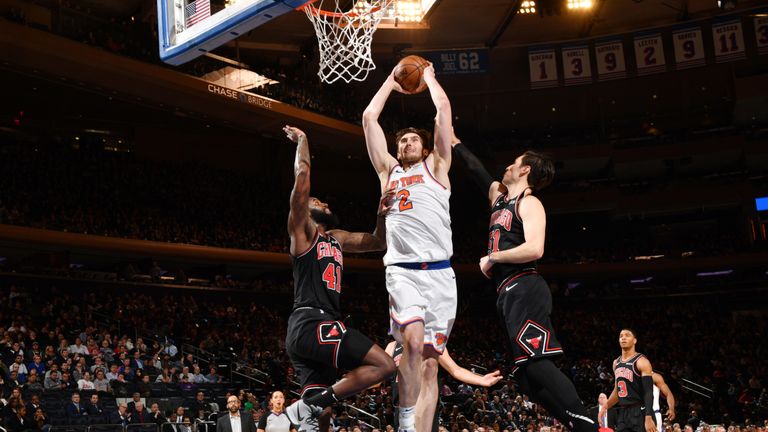Luke Kornet rises for a dunk against the Bulls