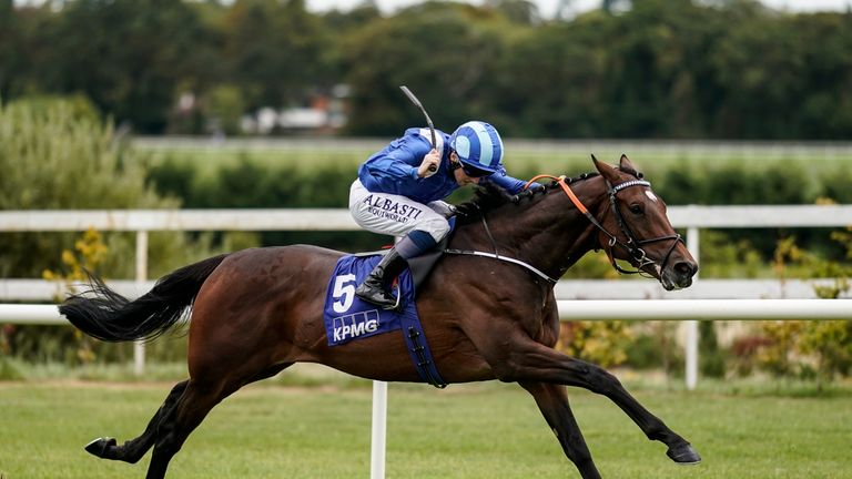 Chris Hayes riding Madhmoon to win at Leopardstown