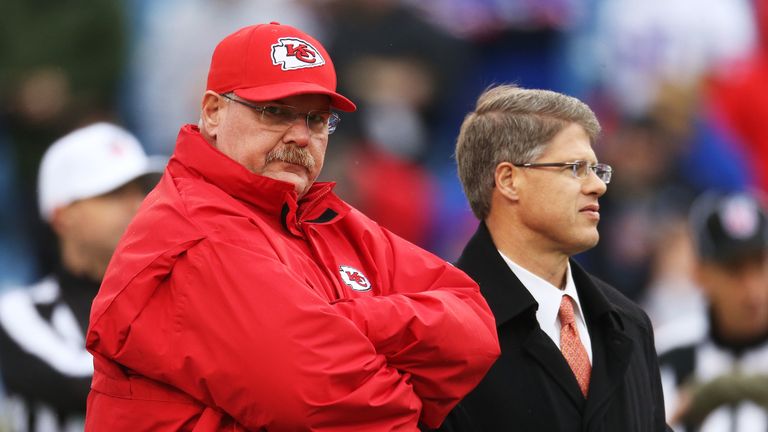 Chiefs head coach Andy Reid (L) with owner and CEO Clark Hunt (R)