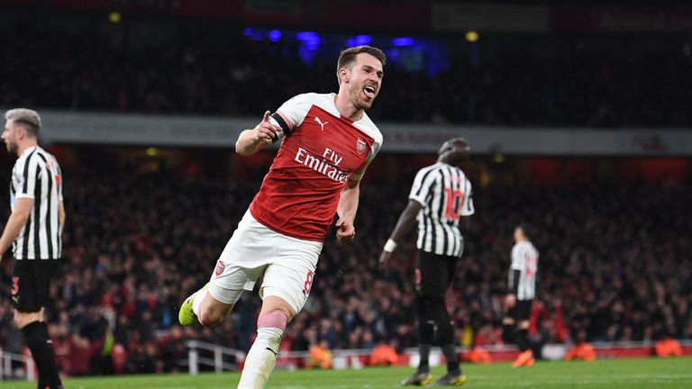 Aaron Ramsey during the Premier League match between Arsenal FC and Newcastle United at Emirates Stadium on April 1, 2019 in London, United Kingdom.