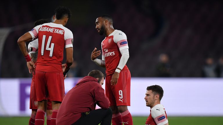 Aaron Ramsey suffered an injury in the win over Napoli