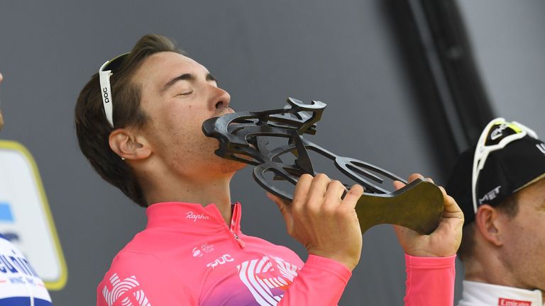 Alberto Bettiol celebrates Tour of Flanders success