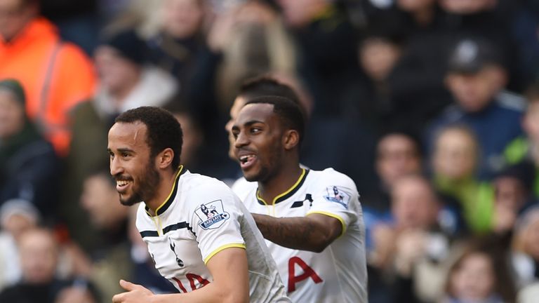 Danny Rose and Andros Townsend during the FA Cup Fourth Round match between Tottenham Hotspur and Leicester City at White Hart Lane on January 24, 2015 in London, England.