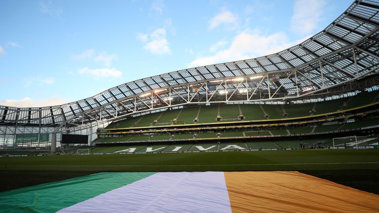 General view inside the stadium prior to the UEFA Nations League B group four match between Ireland and Wales at Aviva Stadium on October 16, 2018