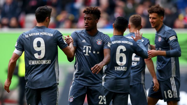 Kingsley Coman scored twice for Bayern in the first half of their victory