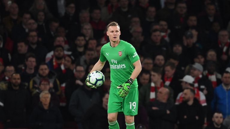 Bernd Leno in action during the Premier League match between Arsenal and Newcastle United at the Emirates Stadium on April 1, 2019