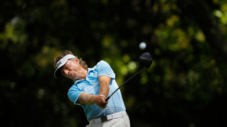 Bernhard Langer during the first round of the Masters