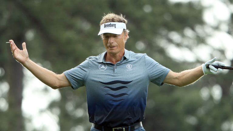Bernhard Langer during the second round of the Masters