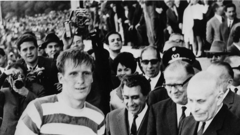 Billy McNeill is given the European Cup