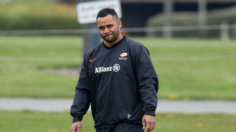 Billy Vunipola during a Saracens training session held on April 16, 2019