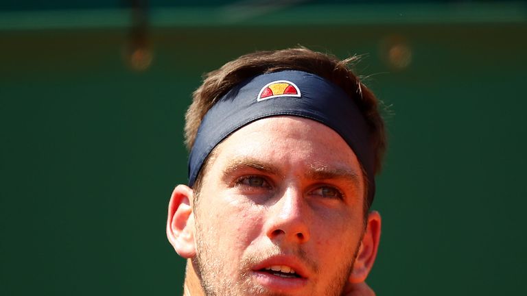 Cameron Norrie of Great Britain shows his frustration against Lorenzo Sonego of Italy in their third round match during day five of the Rolex Monte-Carlo Masters at Monte-Carlo Country Club on April 18, 2019 in Monte-Carlo, Monaco