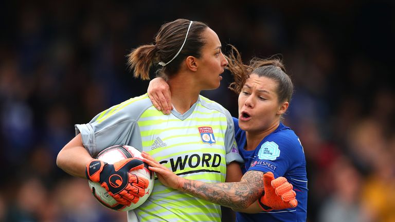 Ramona Bachmann and Sarah Bouhaddi were both booked in the aftermath of the Chelsea goal