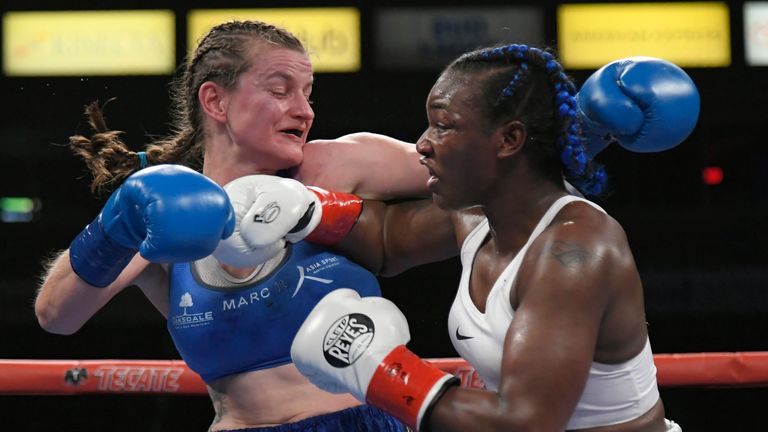 Claressa Shields trades punches with Femke Hermans