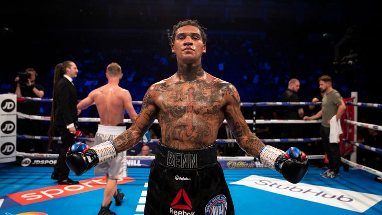 Conor Benn celebrates his points victory