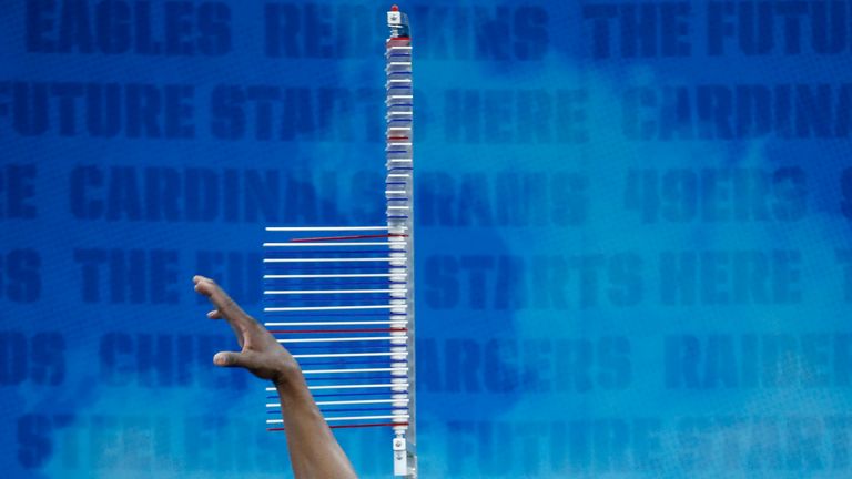 Corey Ballentine, later chosen as New York Giants' 6th draft pick, takes part in NFL Combine