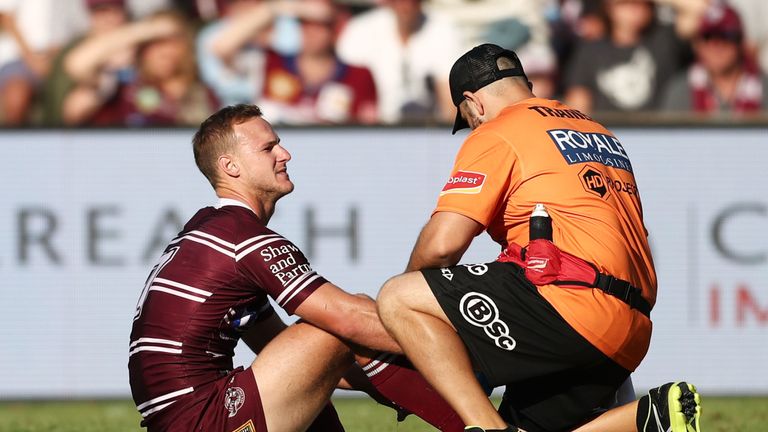 Daly Cherry-Evans receiving treatment for an injury 